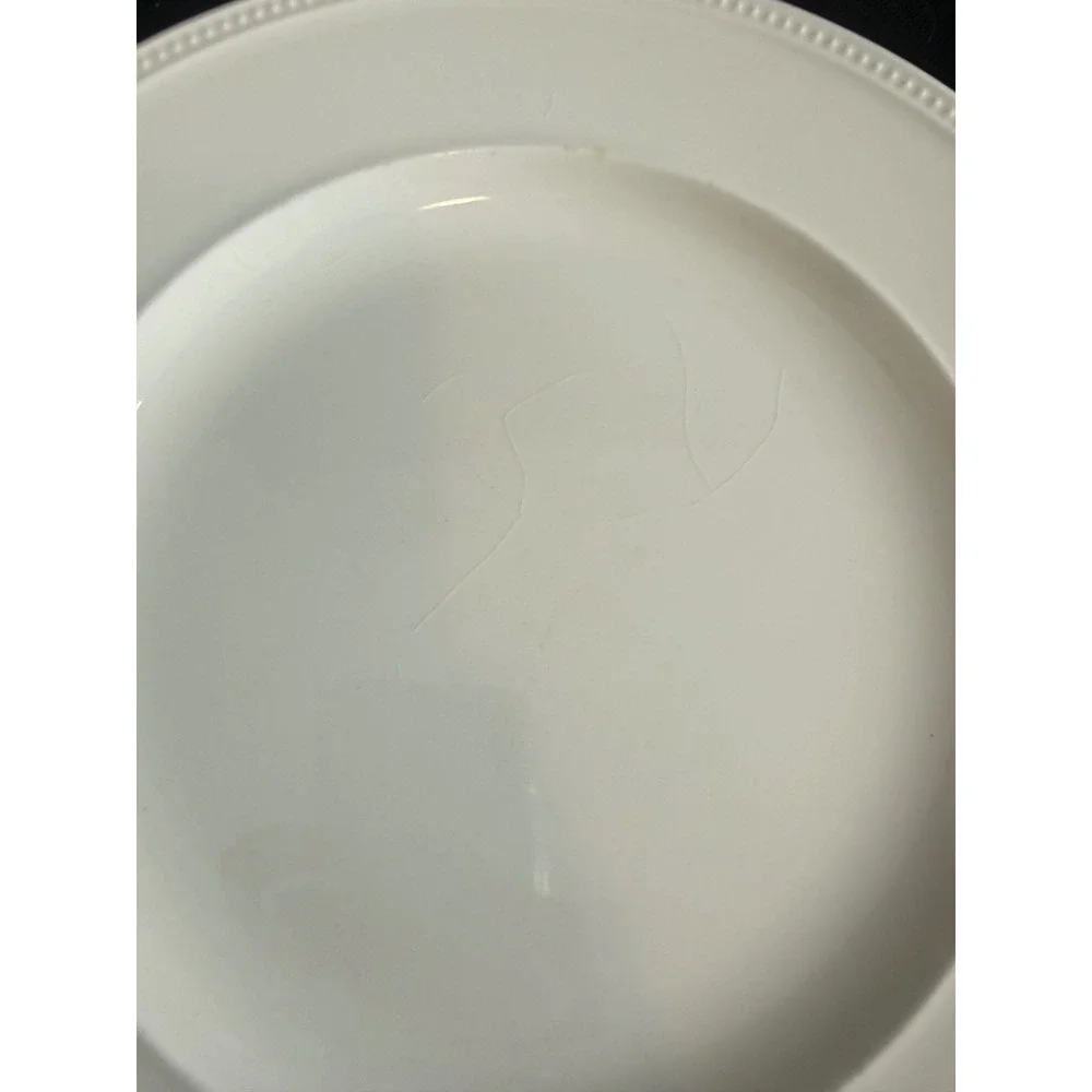Wedgwood‎ Windsor Cream White Dinner Plates Set of 4 Beaded Rim Made in England